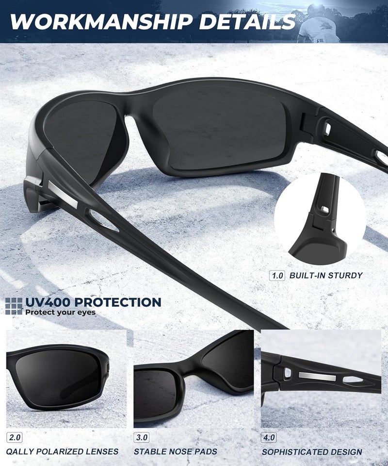 QALLY Store Polarized-Sunglasses-Men Sports Mens-Sunglasses: Sun-Glasses with UV Protection for Fishing Driving Running Cycling - Image 4